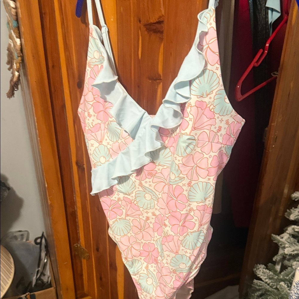 Caden Lane Pink and Blue Swimsuit